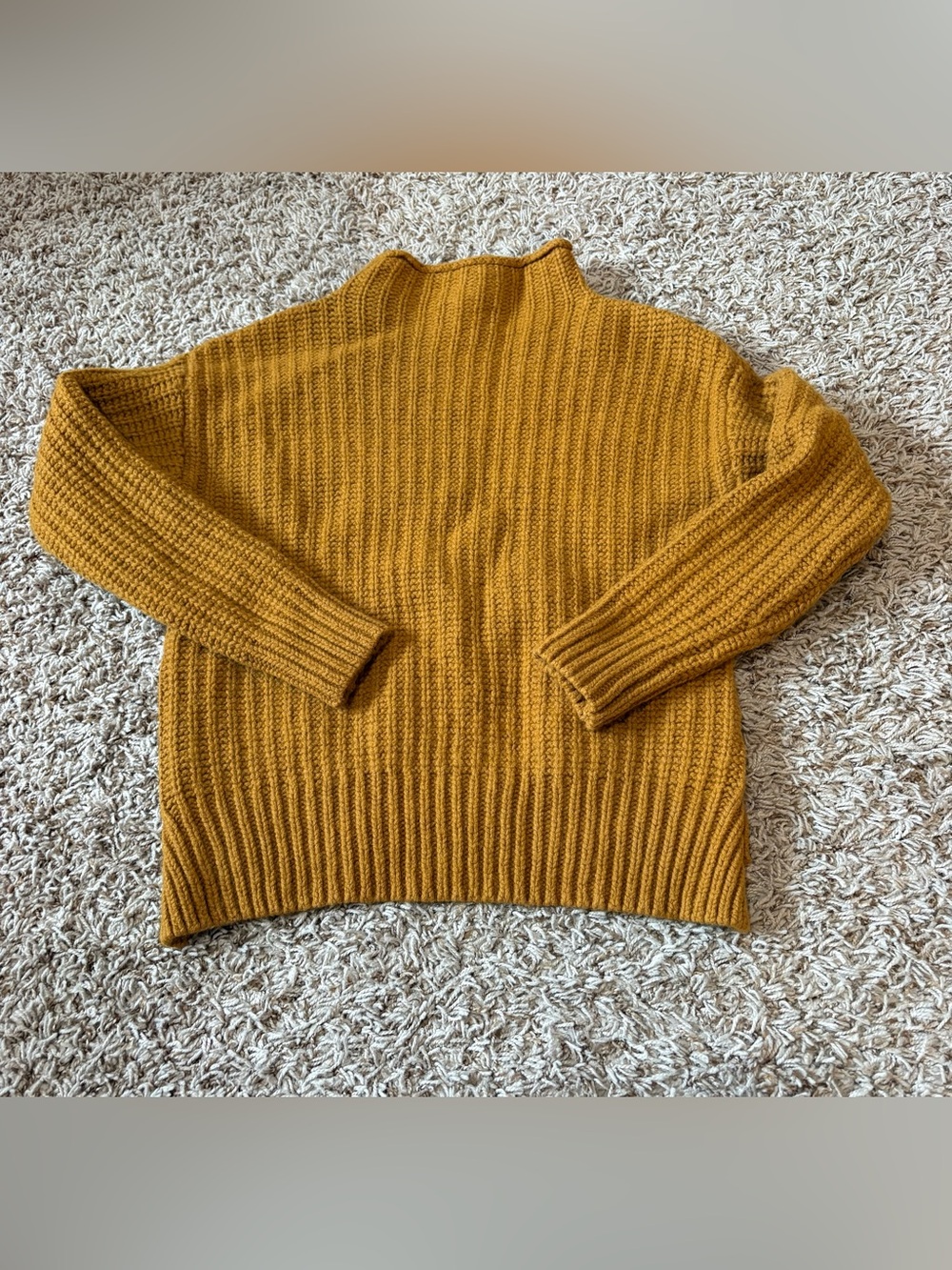Madewell Mock Neck Side-Button Cotton/Wool Sweater Womens size XXS Mustard - Picture 2 of 7